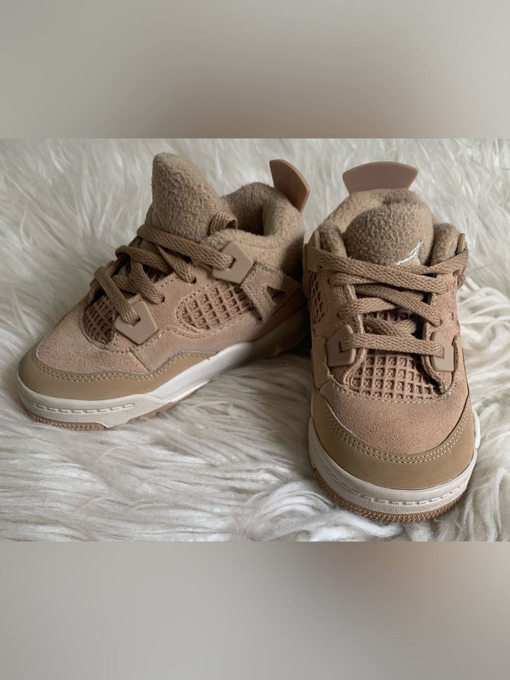 Air Jordan 4 Retro Cozy Girl Toddler Sneakers Tan Size 8 Child